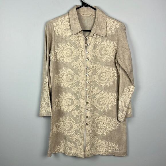 Soft Surroundings Tops - Soft Surroundings Kamal natural button down lace detail tunic